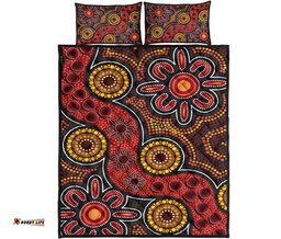 Australia Aboriginal Inspired Quilt Bed Set - Indigenous Patterns Ver11