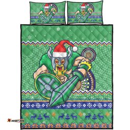 Canberra Raiders Quilt Bed Set - Australia Ugly Xmas With Aboriginal Patterns For Die Hard Fans
