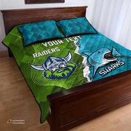 Personalised Sharks And Raiders Rugby Quilt Bed Set Sporty Style
