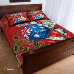 Aboriginal Christmas Quilt Bed Set - Custom Australia Koala Ugly Christmas with Aboriginal Inspired Red Quilt Bed Set