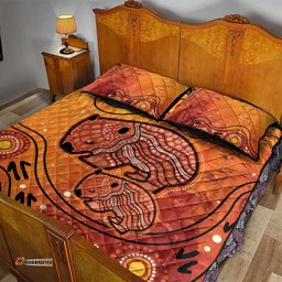Australia Wombat Quilt Bed Set Indigenous Art