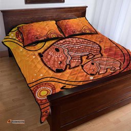 Australia Wombat Quilt Bed Set Indigenous Art