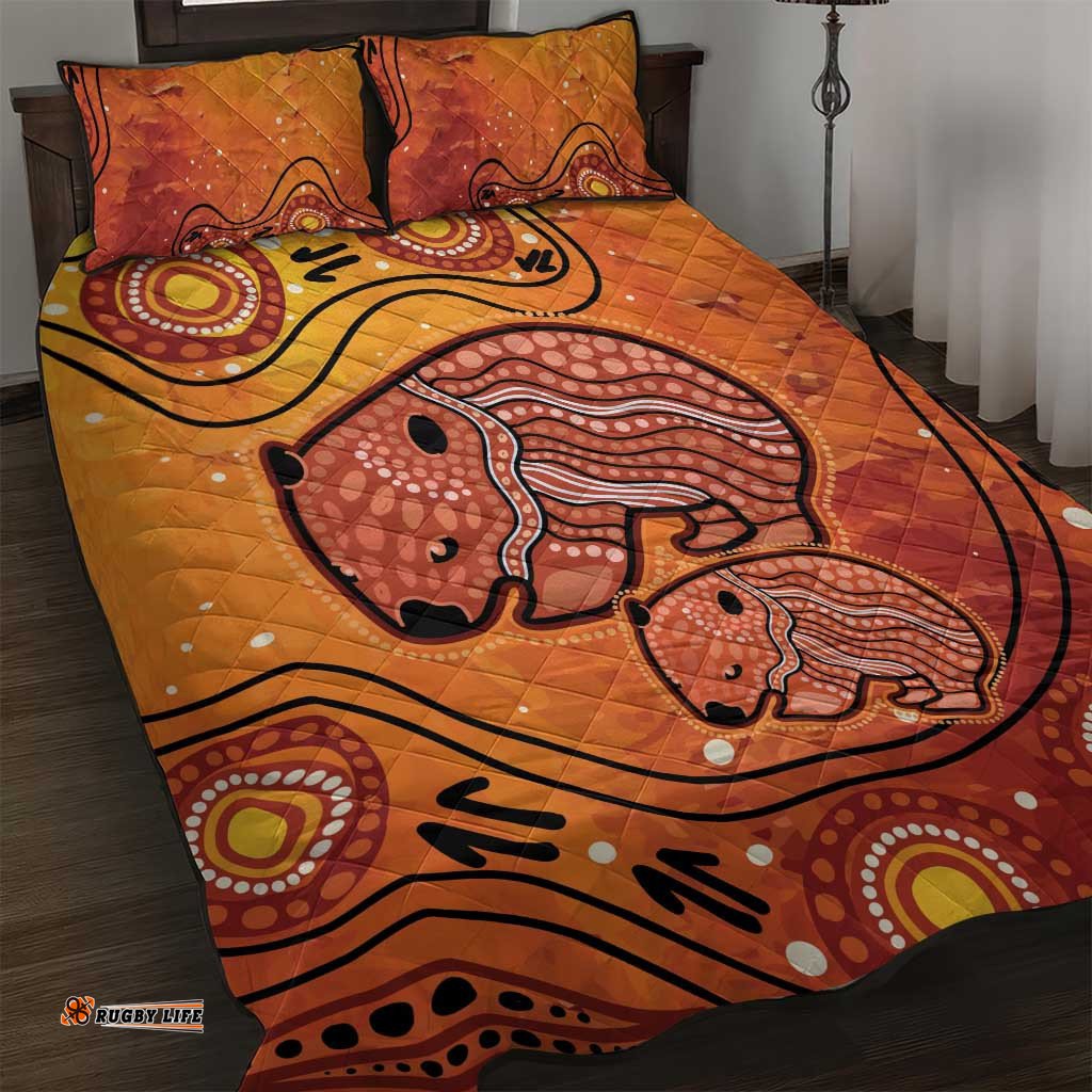 Australia Wombat Quilt Bed Set Indigenous Art