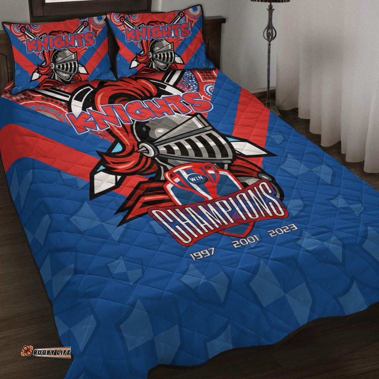 Newcastle Knights Quilt Bed Set Talent Win Games But Teamwork And Intelligence Win Championships With Aboriginal Style