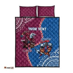 Personalised Eagles And Knights Rugby Quilt Bed Set Aboriginal Mix Polynesian Pattern