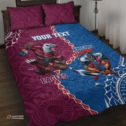 Personalised Eagles And Knights Rugby Quilt Bed Set Aboriginal Mix Polynesian Pattern