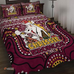 Brisbane Broncos Christmas Custom Quilt Bed Set - Christmas Knit Patterns Vintage Jersey Ugly Quilt Bed Set