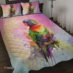 Australia Rainbow Lorikeets Quilt Bed Set - Rainbow Lorikeets Color Art Quilt Bed Set