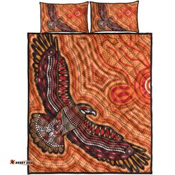 Australia Aboriginal Inspired Quilt Bed Set - Indigenous Symbol Eagle