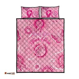 Personalised Australia Indigenous Quilt Bed Set Breast Cancer Ribbon Think Pink Pink Version