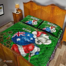 Aboriginal Christmas Quilt Bed Set - Custom Australia Koala Ugly Christmas with Aboriginal Inspired Green Quilt Bed Set
