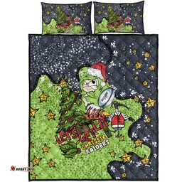 Canberra Raiders Christmas Custom Quilt Bed Set - Let's Get Lit Chrisse Pressie Quilt Bed Set
