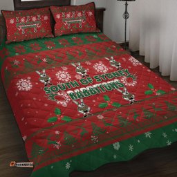 South Sydney Rabbitohs Quilt Bed Set - South Sydney Rabbitohs Special Ugly Christmas Quilt Bed Set