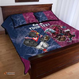 Roosters Sea Eagles Rugby Custom Quilt Bed Set Half Grunge Style