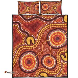 Australia Aboriginal Quilt Bed Set - Connection Concept Dot Aboriginal Colorful Painting Quilt Bed Set