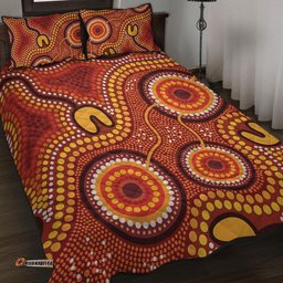 Australia Aboriginal Quilt Bed Set - Connection Concept Dot Aboriginal Colorful Painting Quilt Bed Set