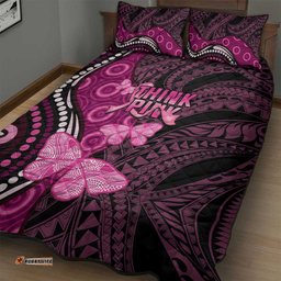 Think Pink Breast Cancer Awareness Quilt Bed Set Butterfly Aboriginal Mix Polynesian Pattern