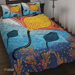 Australia Aboriginal Quilt Bed Set - Stingray Aboriginal Art Quilt Bed Set