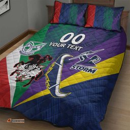 Custom Dragons Cowboys Combine Storm Warriors Quilt Bed Set Sport Style Version 02