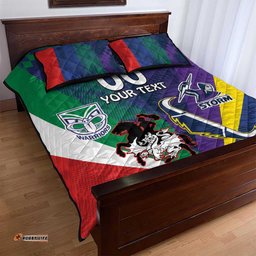 Custom Dragons Cowboys Combine Storm Warriors Quilt Bed Set Sport Style Version 02
