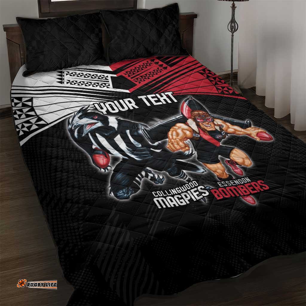 Custom Essendon and Collingwood Quilt Bed Set Together Sporty Style