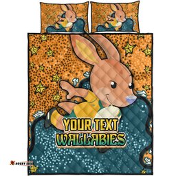 Australia Wallabies Custom Quilt Bed Set - Team With Dot And Star Patterns For Tough Fan Quilt Bed Set