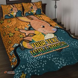 Australia Wallabies Custom Quilt Bed Set - Team With Dot And Star Patterns For Tough Fan Quilt Bed Set