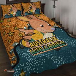 Australia Wallabies Custom Quilt Bed Set - Team With Dot And Star Patterns For Tough Fan Quilt Bed Set
