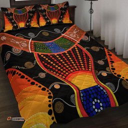 Australia Aboriginal Quilt Bed Set - Indigenous Dot With Boomerang Inspired Quilt Bed Set