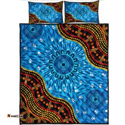Australia Aboriginal Inspired Quilt Bed Set - River concept Indigenous style