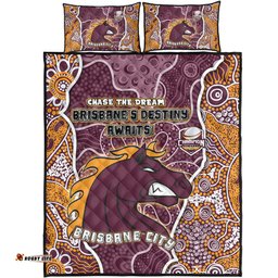 Brisbane Broncos Grand Final Custom Quilt Bed Set - Custom Brisbane Broncos With Contemporary Style Of Aboriginal Painting Quilt Bed Set