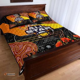 All Stars Rugby Anzac Aboriginal Inspired Quilt Bed Set - All Stars with Anzac Day with Poppy Flower Quilt Bed Set