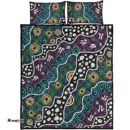 Australia Aboriginal Quilt Bed Set - Dot Painting Art Quilt Bed Set