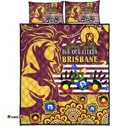 Brisbane Broncos Naidoc Week Custom Quilt Bed Set - For Our Elders Brisbane Broncos Aboriginal Inspired Quilt Bed Set