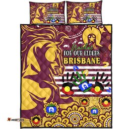 Brisbane Broncos Naidoc Week Custom Quilt Bed Set - For Our Elders Brisbane Broncos Aboriginal Inspired Quilt Bed Set