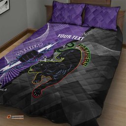 Personalised Storm And Panthers Rugby 2024 Quilt Bed Set Go Champions Grand Final Dynamic Style