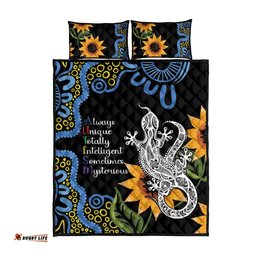 Australia Autism Awareness Quilt Bed Set Brave Strong Aussie Lizard Aboriginal Art