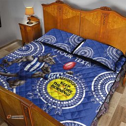 Custom AFL Kangaroos NAIDOC Week Quilt Bed Set Keep The Fire Burning Indigenous Art