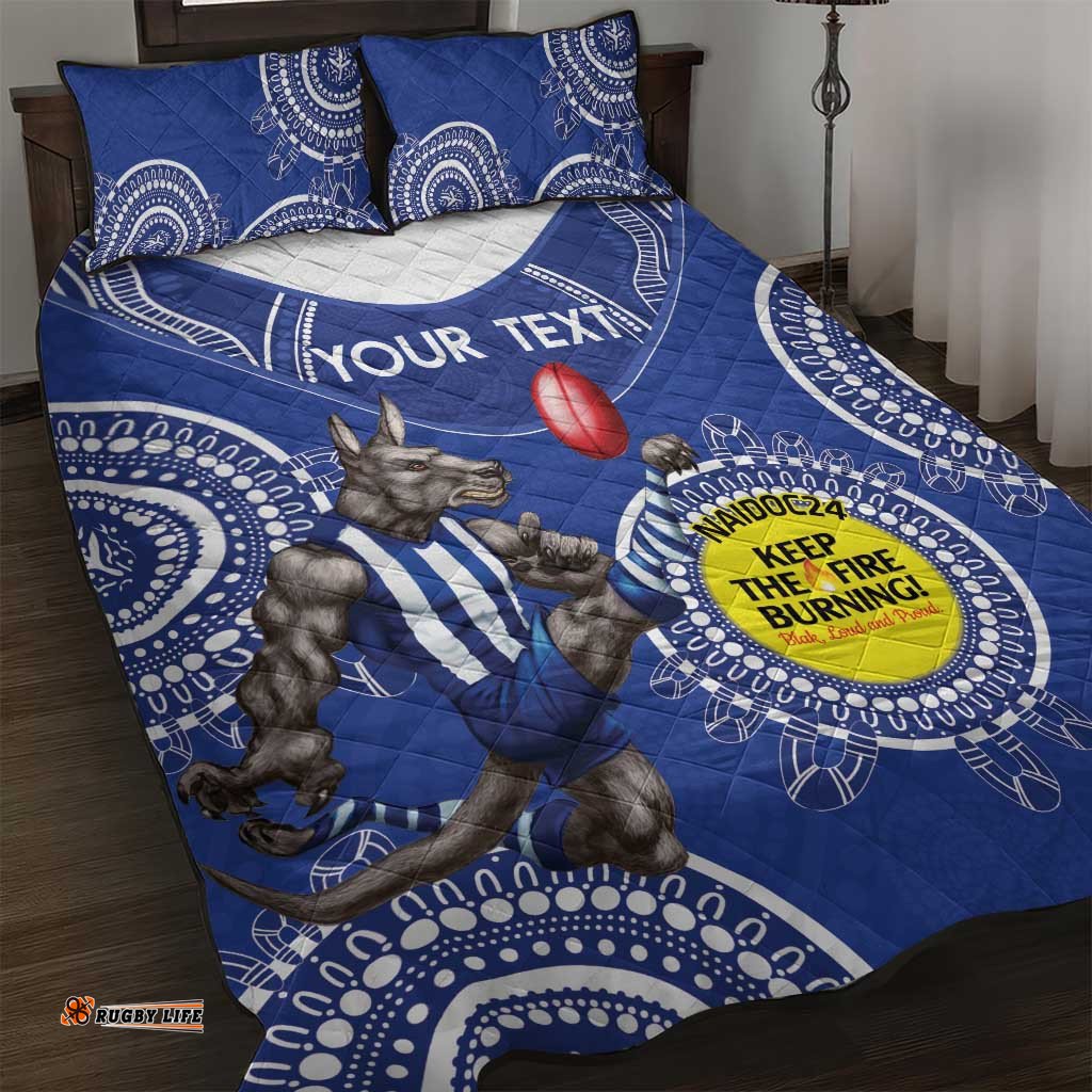 Custom AFL Kangaroos NAIDOC Week Quilt Bed Set Keep The Fire Burning Indigenous Art