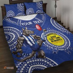 Custom AFL Kangaroos NAIDOC Week Quilt Bed Set Keep The Fire Burning Indigenous Art