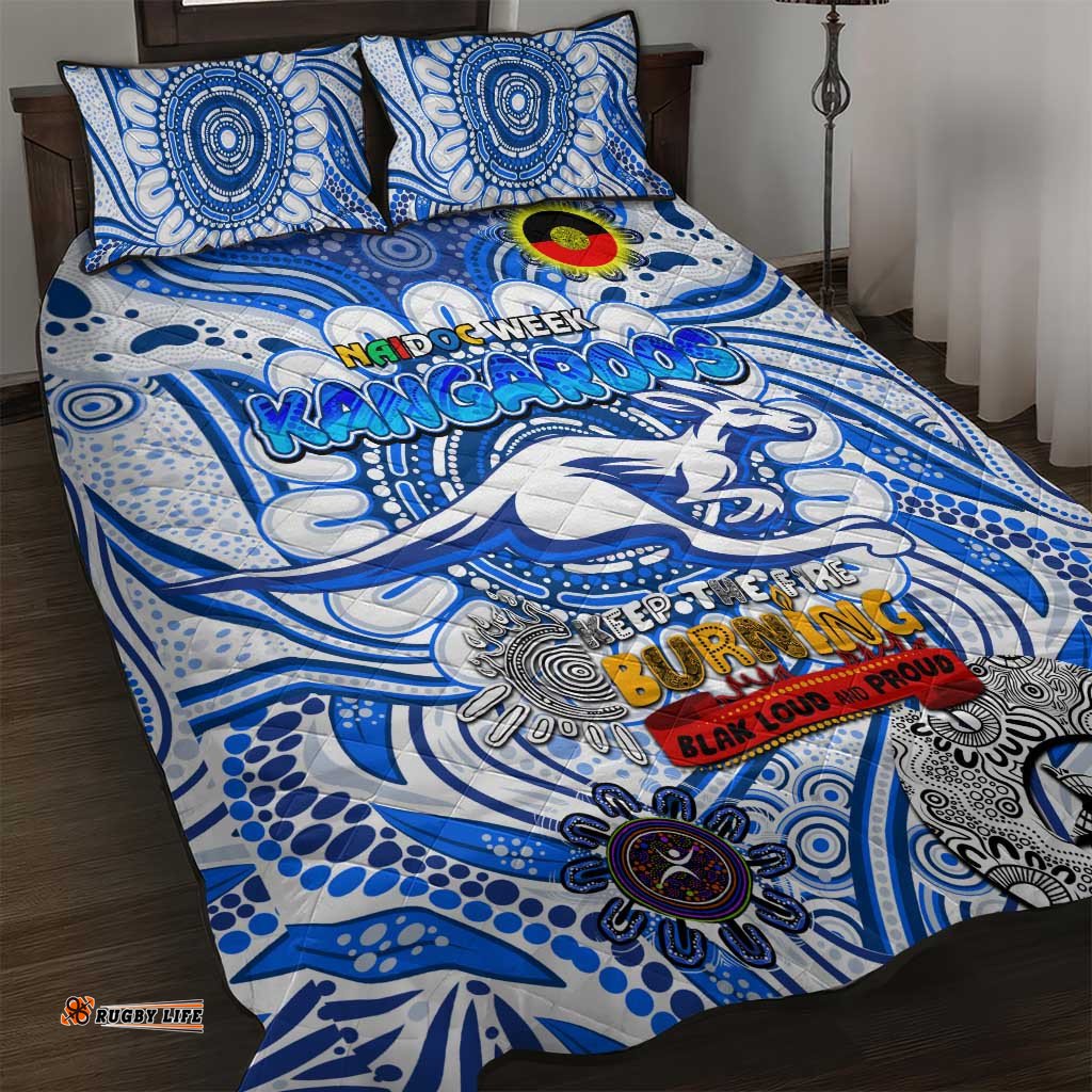 north melbourne kangaroos naidoc week 2024 quilt bed set mascot football dt02