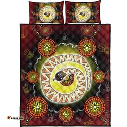 Australia Aboriginal Quilt Bed Set - The Rainbow Serpent Dreaming Spirit Art Quilt Bed Set