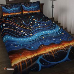Australia Dreaming Aboriginal Quilt Bed Set - Aboriginal Dreaming Dot Painting Art Color Inspired Quilt Bed Set