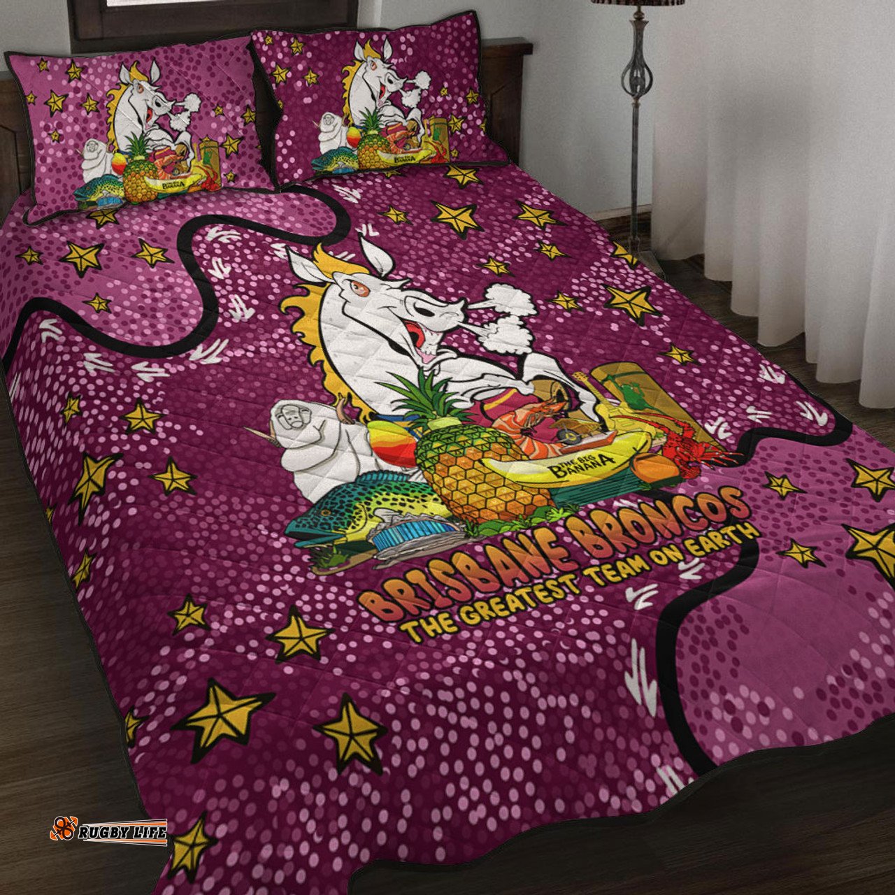 Brisbane Broncos Custom Quilt Bed Set - Australian Big Things Quilt Bed Set