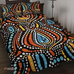 Australia Aboriginal Quilt Bed Set - Traditional Australian Aboriginal Native Design Black Ver 2 Quilt Bed Set
