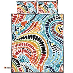 Australia Aboriginal Quilt Bed Set - Traditional Australian Aboriginal Native Design White Ver 1 Quilt Bed Set