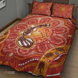 Aboriginal Goanna Art Quilt Bed Set Native Australian Animals