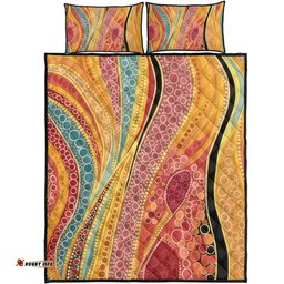 Australia Aboriginal Quilt Bed Set - Indigenous Aboriginal Art Dot Color Quilt Bed Set