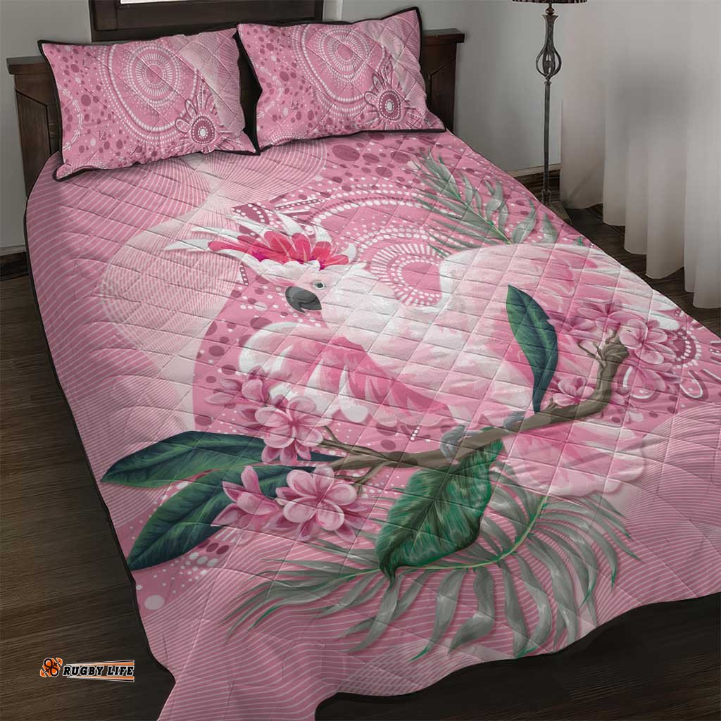 Pink Cockatoo Australia Quilt Bed Set Aussie Cacatua Leadbeateri Aboriginal Art