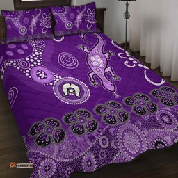 Australia Goanna Aboriginal Quilt Bed Set - Indigenous Dot Goanna Purple Quilt Bed Set